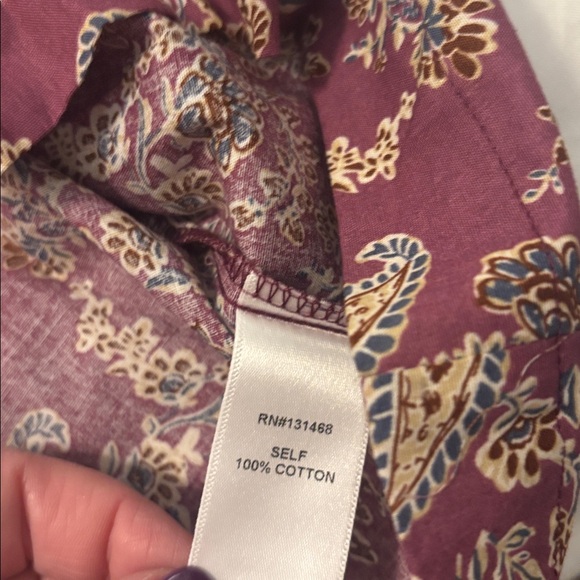 Avara Hadley Peasant top mauve paisley SZ XL 100% cotton puffy sleeve boho NWT - Picture 5 of 12